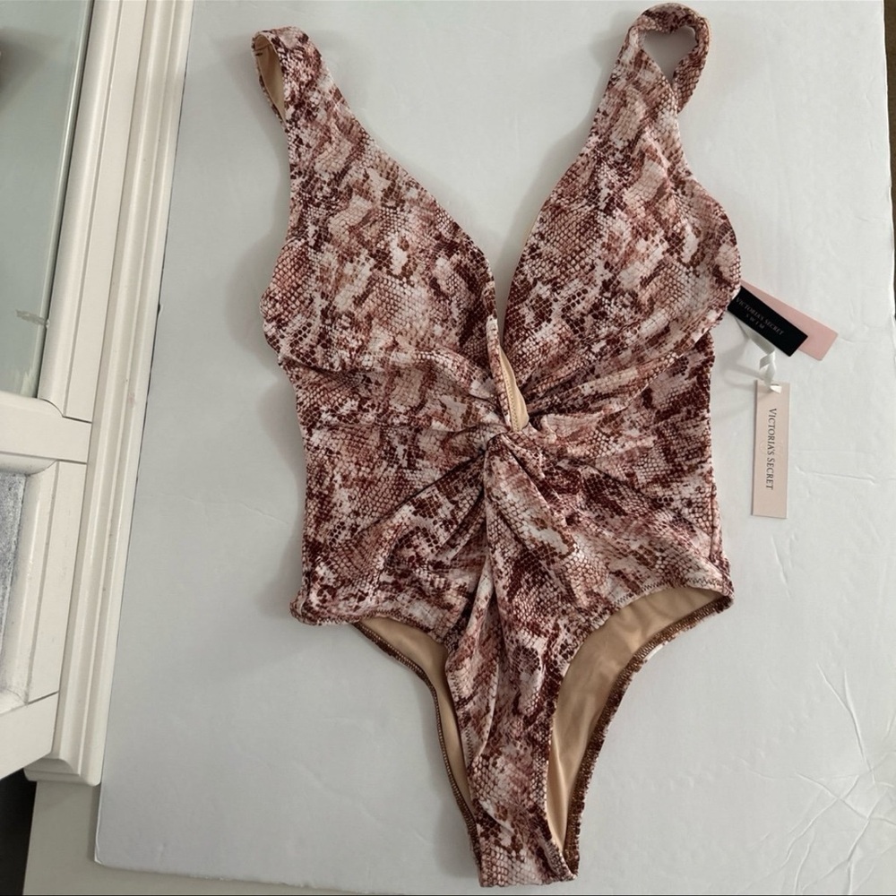 SOLD! Victoria's Secret Snakeskin Print Swimsuit - Brown and Cream: SM